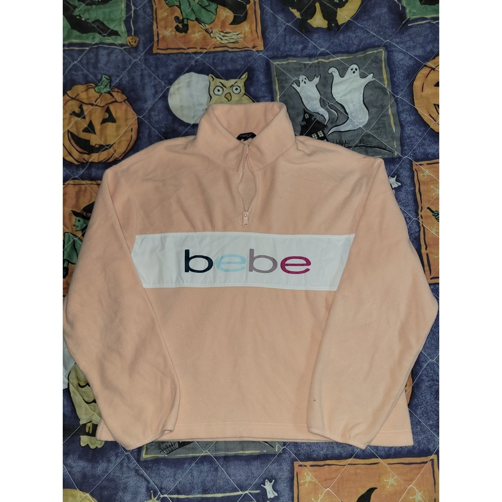 Bebe Sport Women's Pink Cloud Polar Fleece‎ 1/4 Zip Jacket Size XL